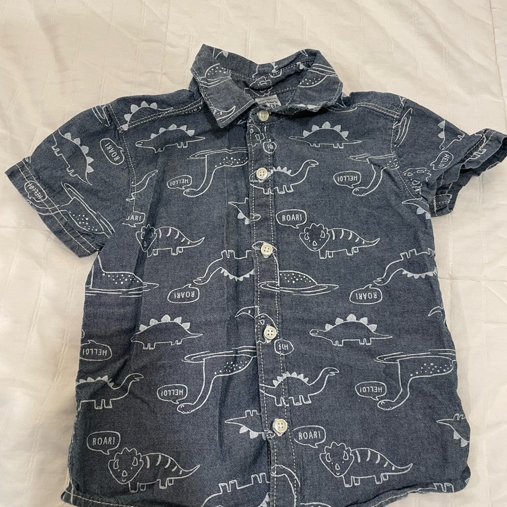 Carter's Blue Dinosaur Print Button-Down Shirt